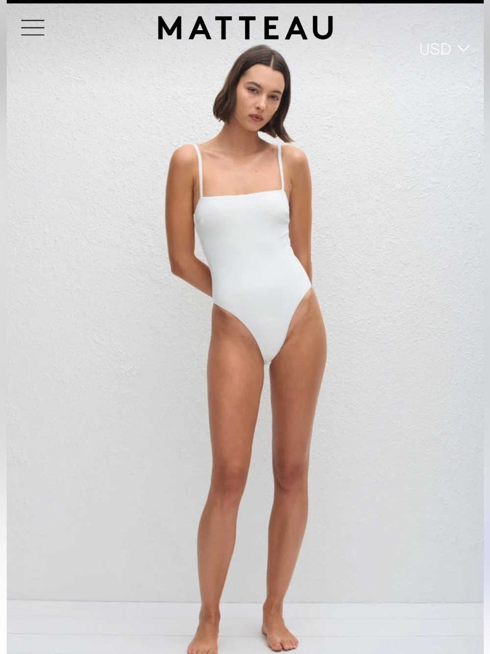 *model photo not actual color*Matteau Petite Square Maillot Swimsuit – Thyme